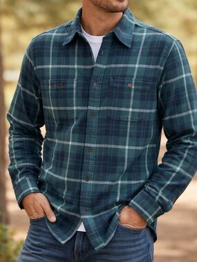 Flannel  Down Shirt With Side Zipped Pocket